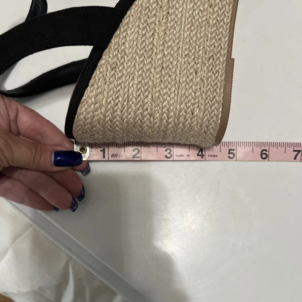 Torrid Black Suede Criss Cross Espadrilles Wedges Sandals Size 9WW Ankle Strap